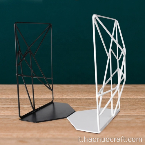 Scaffale per libri in ferro battuto con decorazione geometrica creativa del tappo del libro